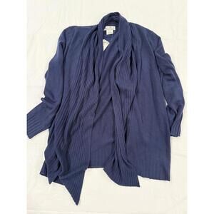 Nouveaux Cardigan Sweater Womens XL Navy Blue Open Front Waterfall Knit